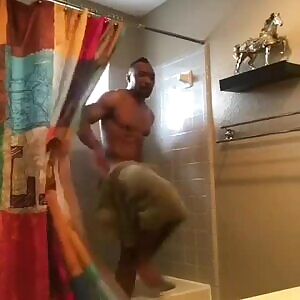 When your cock holds your towel for you