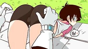 Videl Getting her cheeks spread