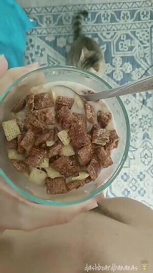 Acting like he ain't waiting for the chocolate milk bowl. SMH 😂