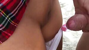 Plaid skirt pussyjob