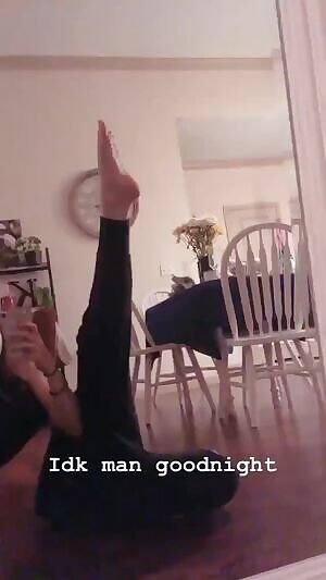 Katelyn Nacon putting her leg up in the air.