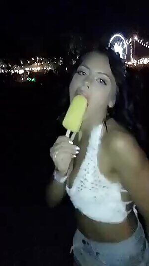 Adrianna Chechik with a popsicle