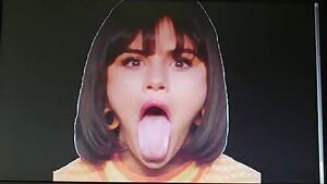 Selena opening her mouth for my hot load