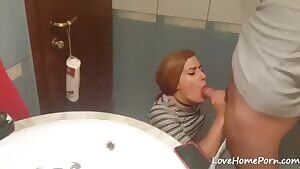 Cum shot in the bathrom