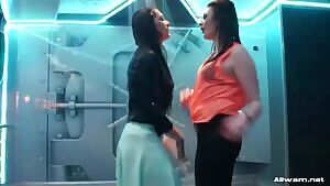 These two kissing under the shower