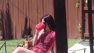 Girl Stripped In Pool Side