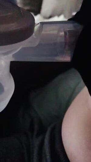 Pumping a couple drops during my second pumping session since inducing 😏