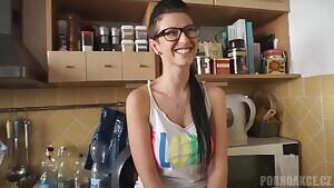 Nerdy Girl Drenched In Cum