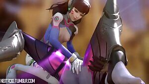 D.Va touching Widowmaker