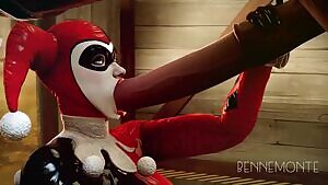 Harley Quinn deepthroating a horse