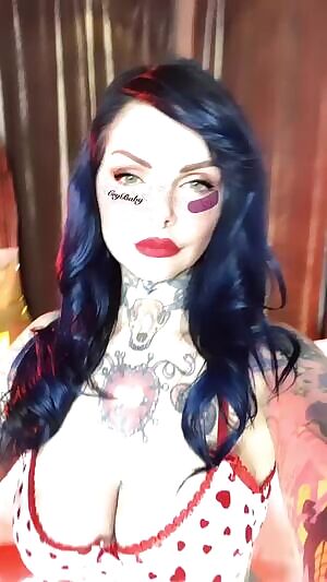 Round Bed Cleavage and Thong Tease