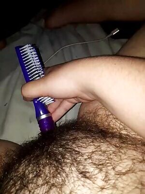 tried to get the hairbrush as far as it'll go!!