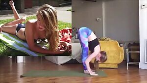 getting off to friend doing yoga