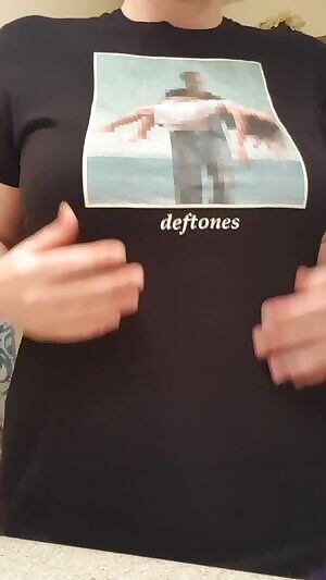 Just my titties dropping out of my fav band tee 😎