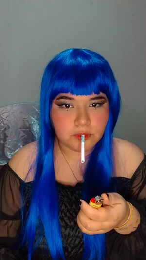 BBW Femdom Chubby Findom Smoking blue hair