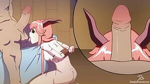 Succubus deepthroat and oral creampie