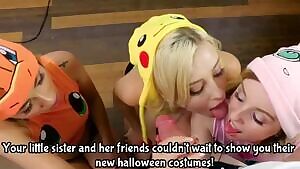Your little sister and her friends love showing you their costumes!