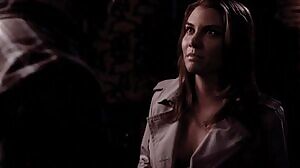 “May I please you” Lauren Cohan asks pulling her tits out.