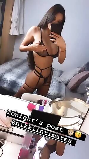 Showing off her lingerie