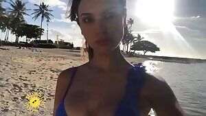 Eiza in a beautiful blue bikini gif