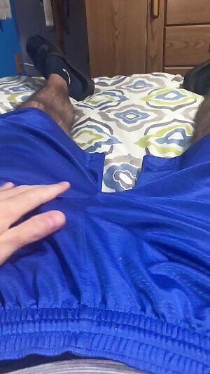 Laying down. My flaccid dick decided it wanted to poke out in the center opening of my briefs. I decided to take matters into my own hands and punish it by slapping it repeatedly against my thigh. Hopefully it’s a lesson to stop poking out and stay in it’s place.