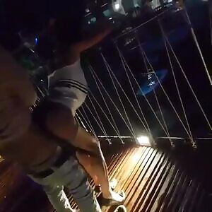 Sex at night on the yacht near the pier