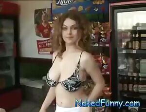 big boobs sexy lady prank - opening bottles with bra