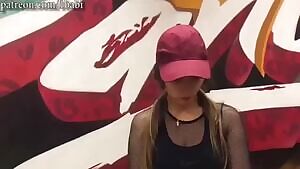 sexy Russian girl dancing in jean shorts