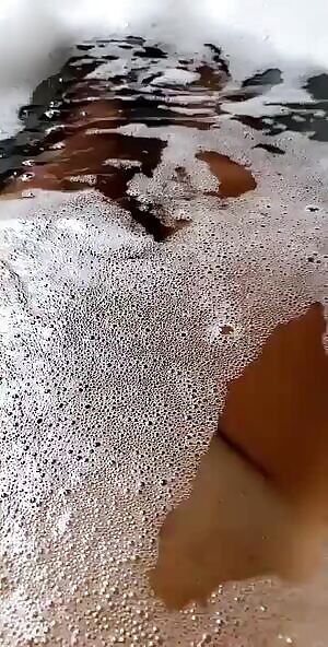 In a playul mood while taking a bath