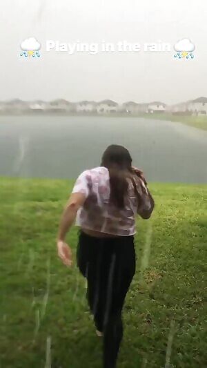 Playing in the rain