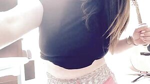 Enjoying a handful in the bright sunshine