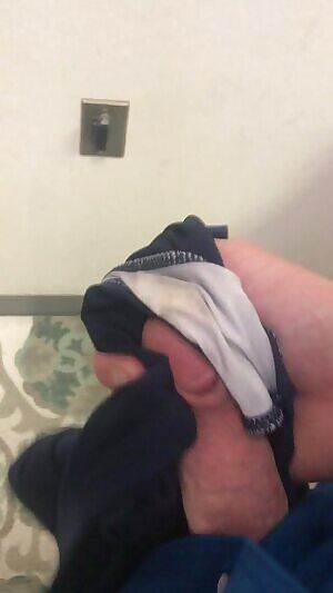 Jacking off into a hot coworkers used panties!