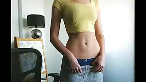 Girl wags her hot young body back and forth