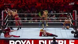 Naomi giving Mandy a big wedgie