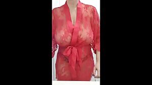 Nipple and boob play while wearing my red lace gown xx 54yo  🇦🇺💋