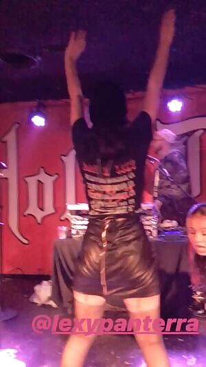 Twerking in leather skirt