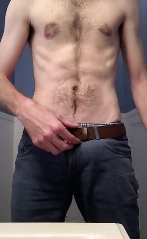 Watch my enormous cock flop out of my jeans, let me know what you think about it