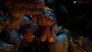 Lizardmen and Rachel by Beastlyjoe