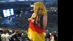 German soccer fan public flshing