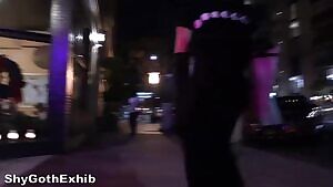 Flashing my pearl string thong on a night out!