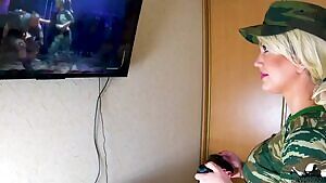 Petite Teen's With Big Ass Plays Video Games A Kneeling In Reverse Cowgirl