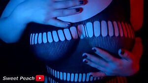 Tits in a tight suit