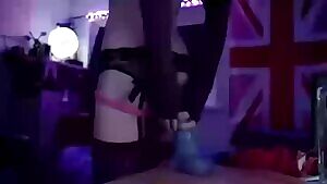 Cute trap takes a big horse dildo <3