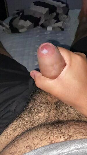 Uncut cock cums again