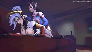 D.Va fucking Mercy on the couch