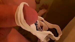 Her worn panties feel good hanging off of me.