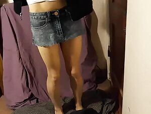 Hoodie and mini skirt. Trying to stay warm. ;)