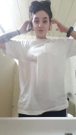 In the public restroom trying to show off to you!