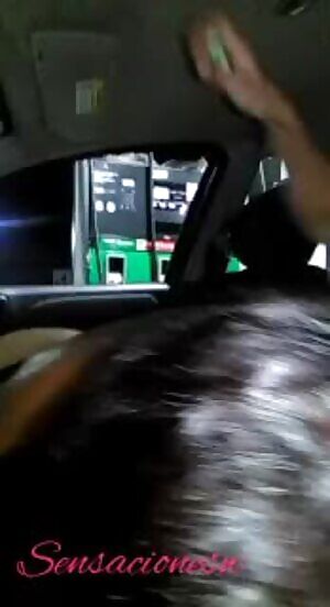 At the Gas station and the man gets a free look and touch!