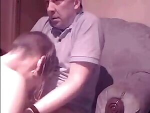 Old dad enjoying a blowjob